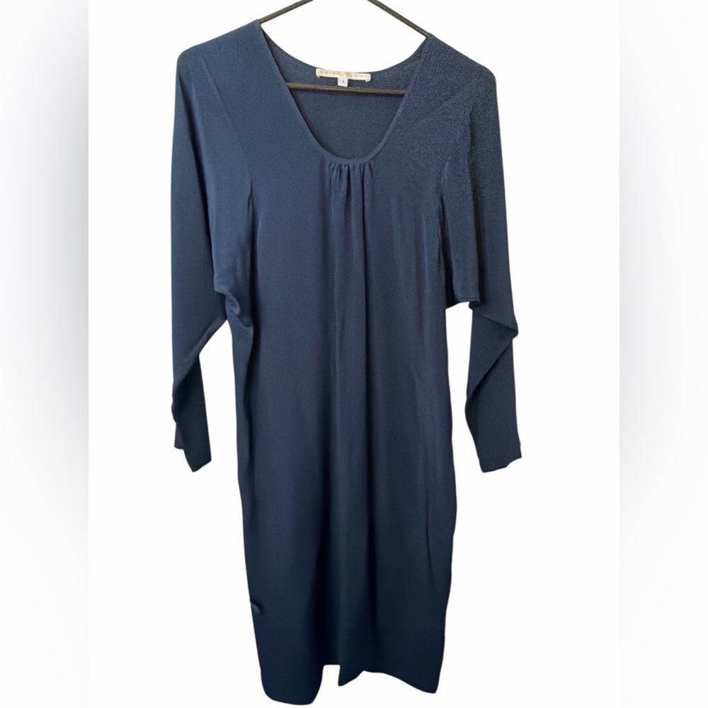 Erica Tanov Black Silk V-Neck Shift Dress